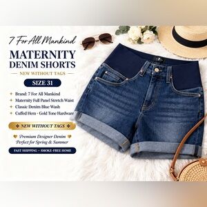 7 For All Mankind Maternity Denim Shorts - Blue